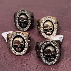 HALLOWEEN 🎃 SPECIAL ALERT!!! Lot of 4 CZ SKULL STATEMENT RINGS